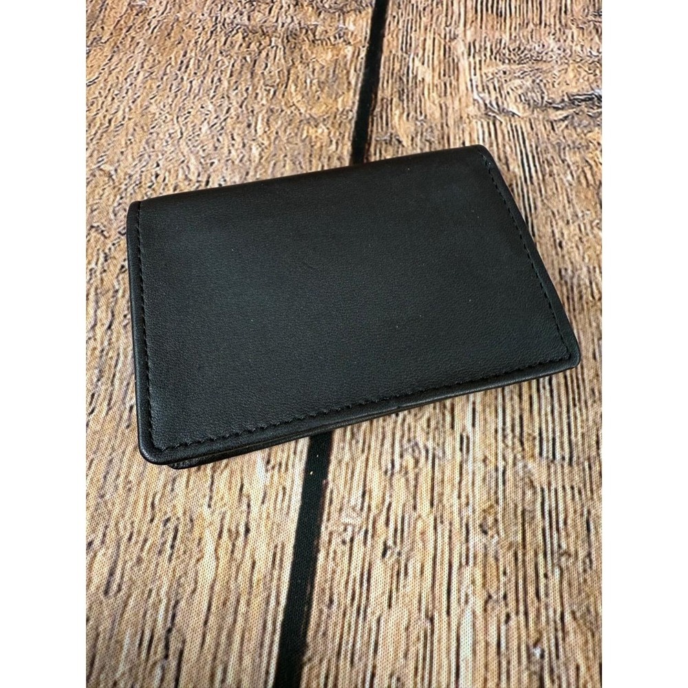 Apple Wallet Black Leather Card Holder Rectangular Sleek Design